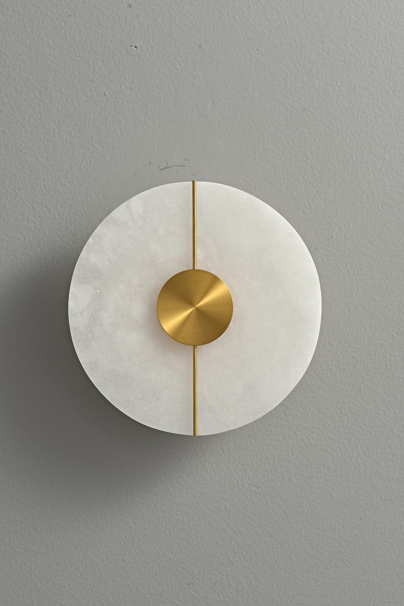 Modern Snowflake Alabaster Round Wall Sconce in Natural Brass - 09 09-real-wide-dark