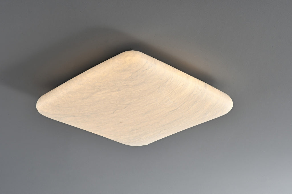 Modern Mulberry Silk Ceiling Light in White - 09 09-round-lit-detail