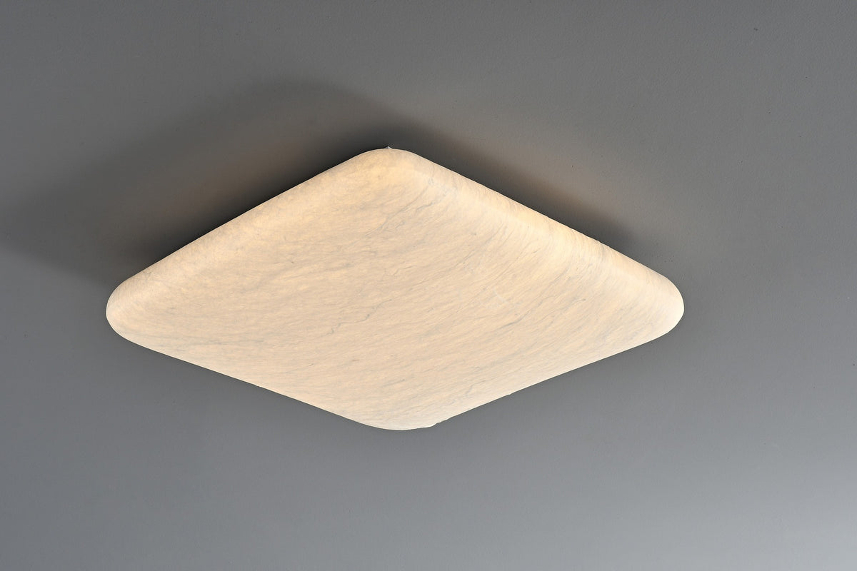 Modern Mulberry Silk Ceiling Light in White - 09 09-round-lit-detail