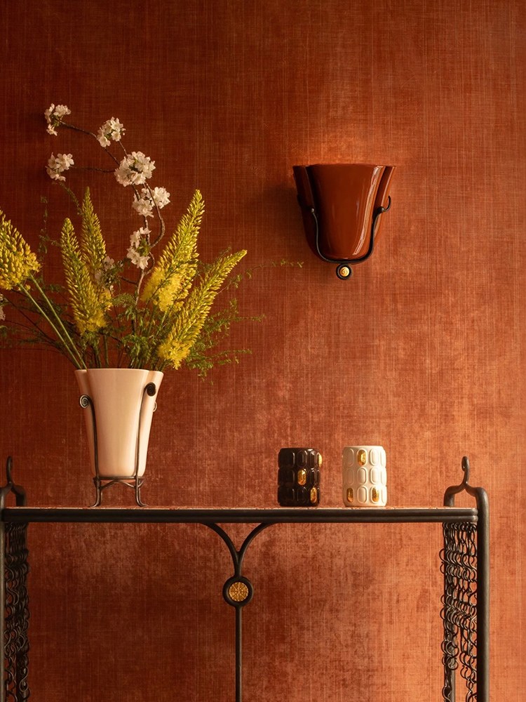 Modern Ceramic Cup Wall Sconce with Brass Accent - 09 09-scene-ceramic-cup-wall-sconce-hallway