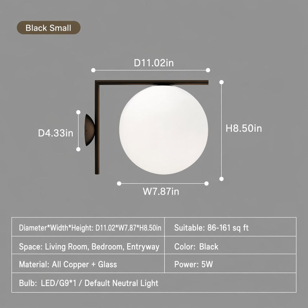 Modern Globe Arm Wall Sconce - 09 09-sku-black-small
