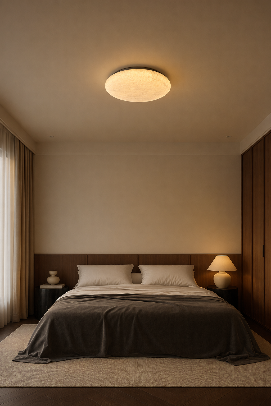 Modern Mulberry Silk Ceiling Light in White - product image 05