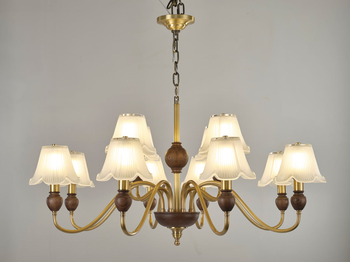 Complete supplier real photograph of the Sorrelune eight-light chandelier with canopy