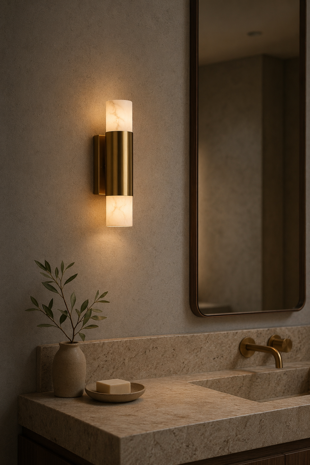 Modern Alabaster Slim Cylinder Wall Sconce - product image 06