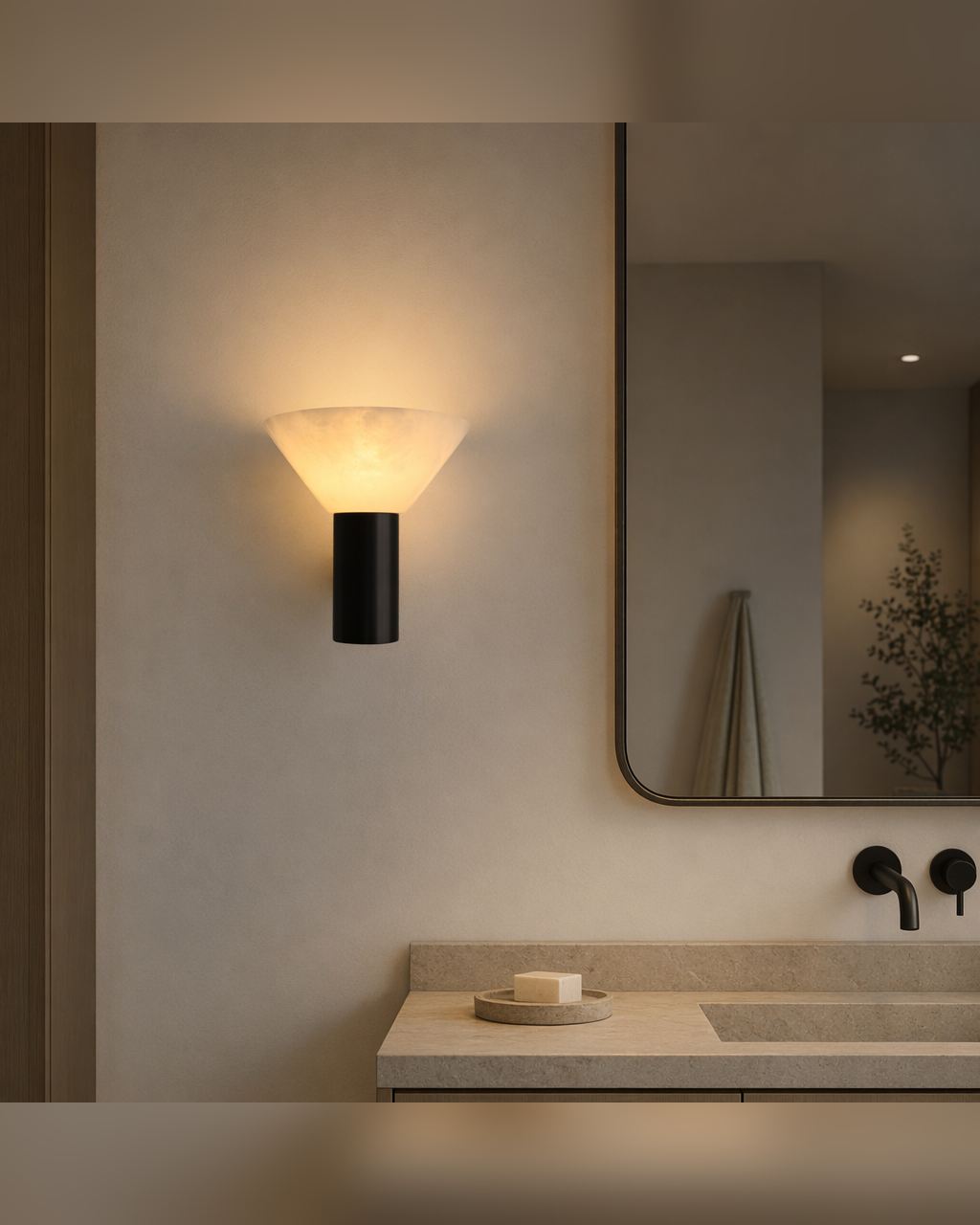 Modern Snowflake Alabaster Cup Wall Sconce - product image 03