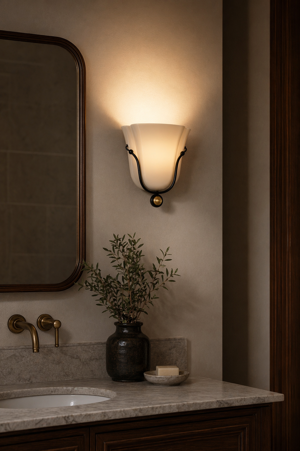 Modern Ceramic Vase Wall Sconce with Brass Accent - product image 09