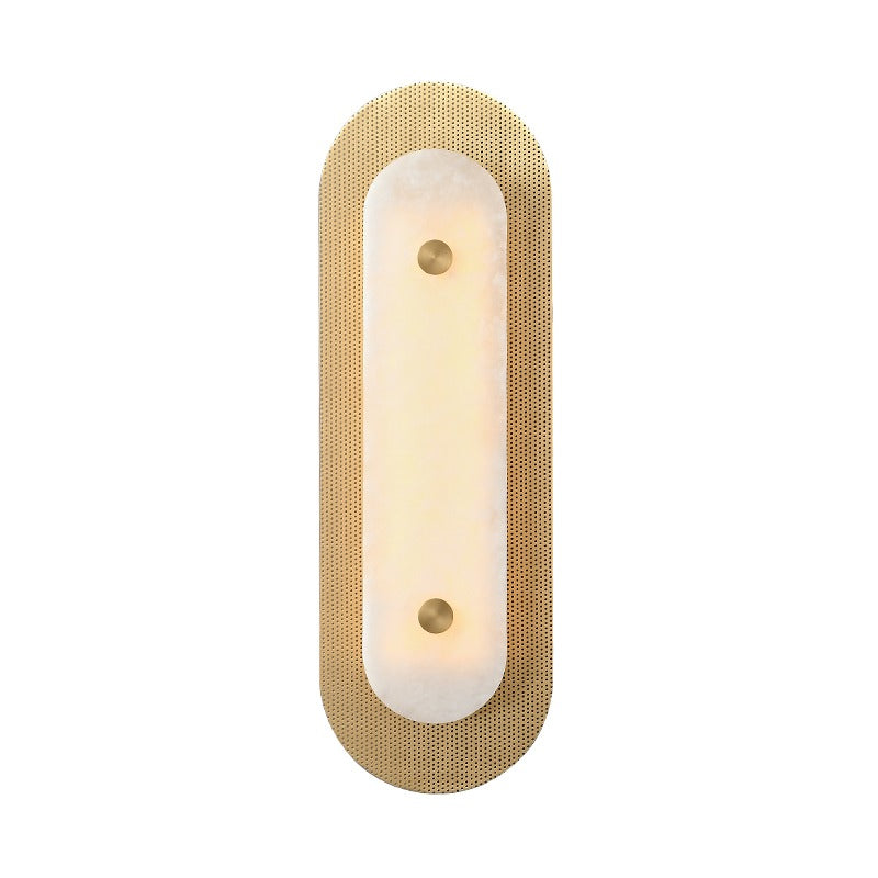 Modern Brass Marble Oval LED Wall Sconce - 22 09-white-background-brass-wall-sconce