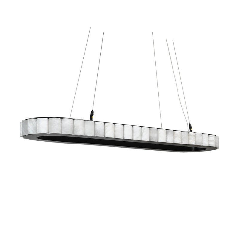 Modern Alabaster Linear Island Chandelier in Matte Black - 20 09-white-background-linear-alabaster-chandelier