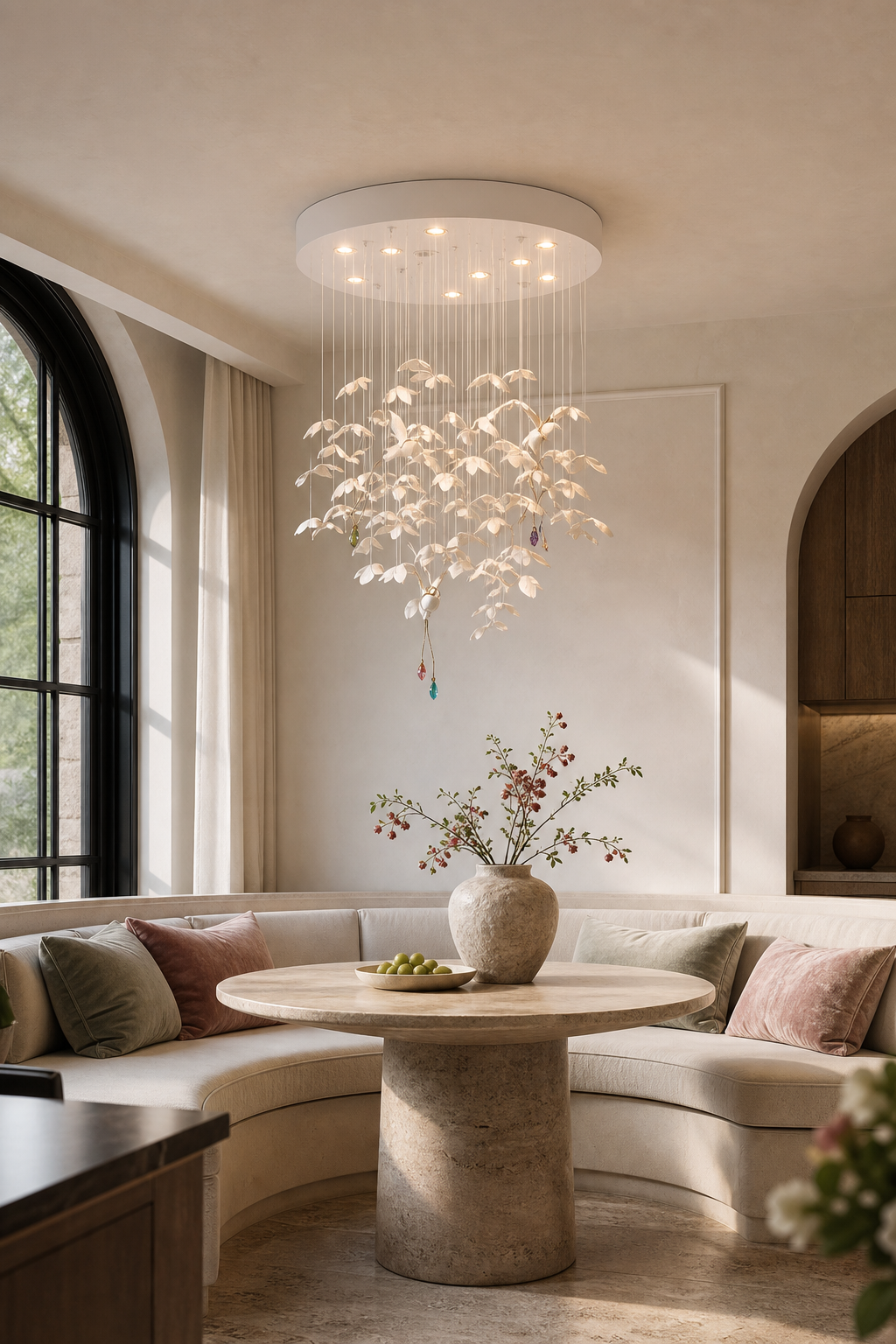Floating Orchid Ceramic Short Chandelier window nook