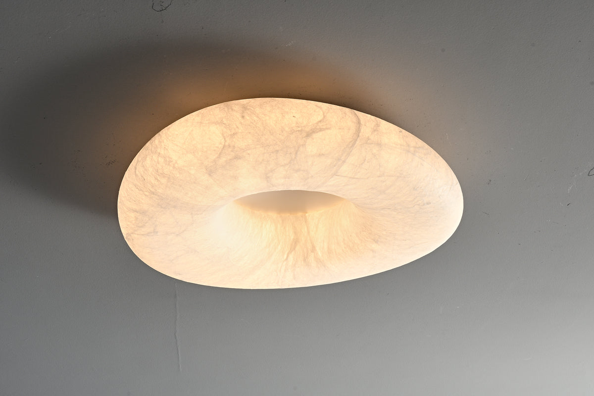 Real mulberry silk halo ceiling light view 2
