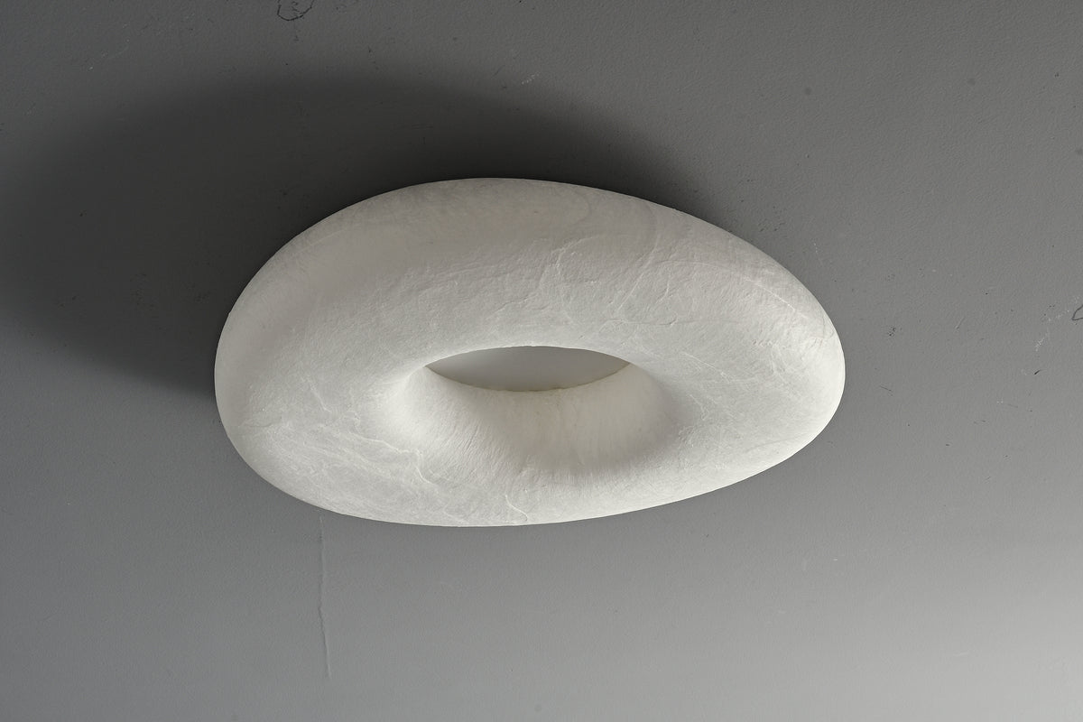 Real mulberry silk halo ceiling light view 1