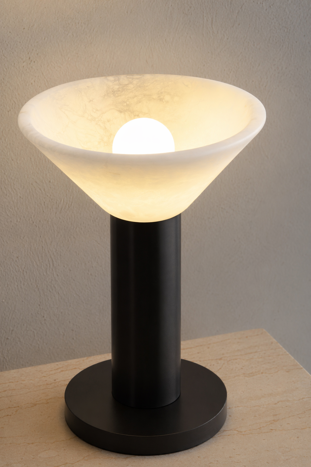 Modern Alabaster Bowl LED Table Lamp - 10 10-alabaster-glow-detail