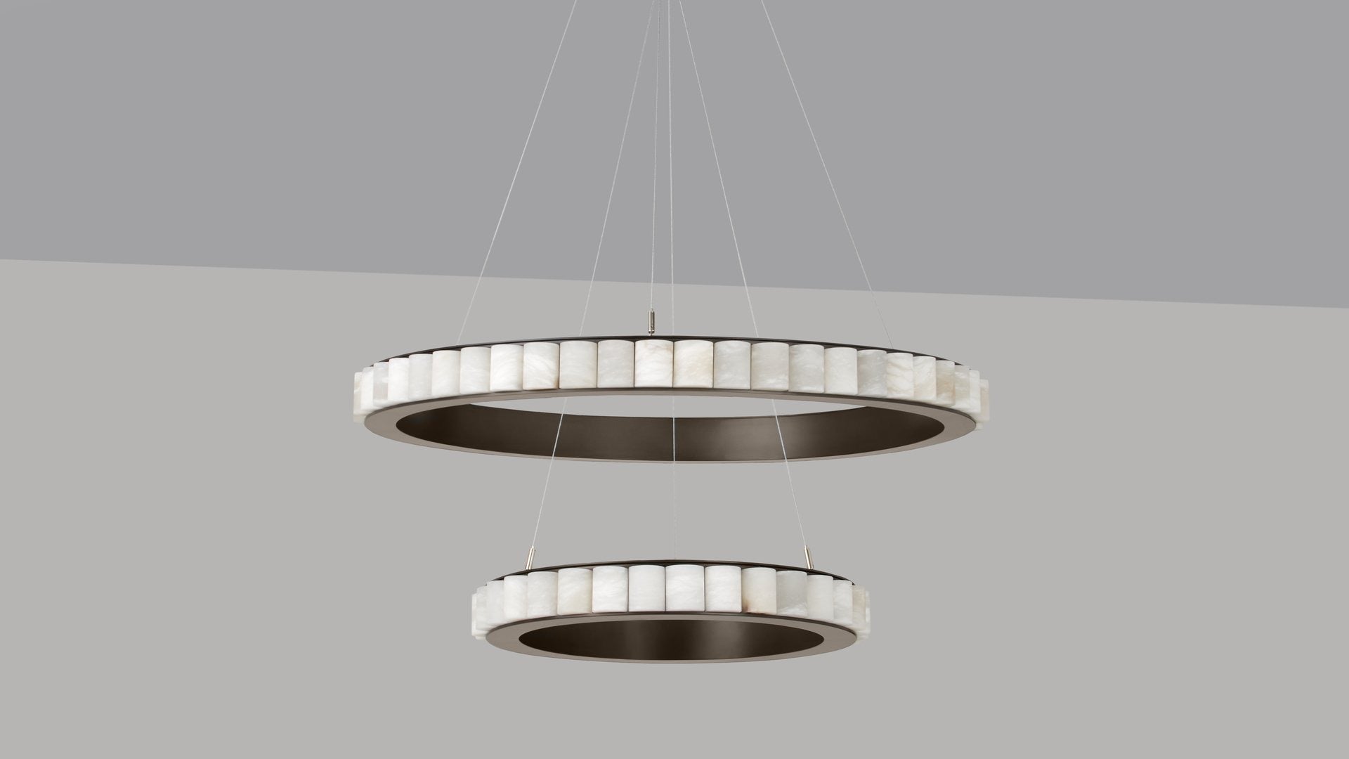 Modern Alabaster Ring LED Pendant Chandelier - 21 10-black-double-ring-render