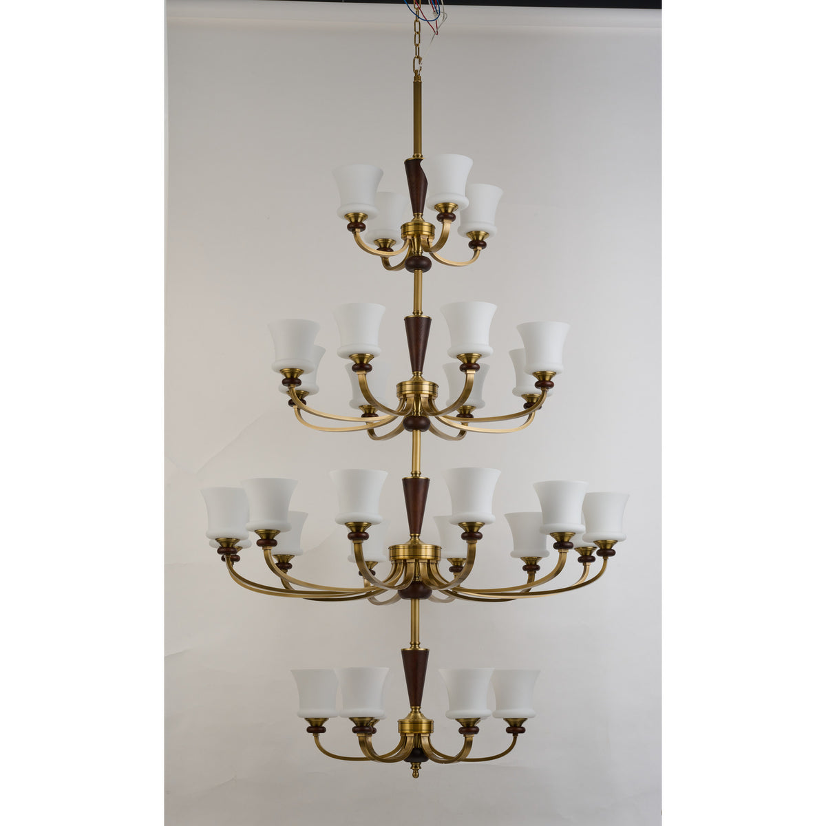 Caldrienne thirty-light four-tier chandelier unlit complete real view
