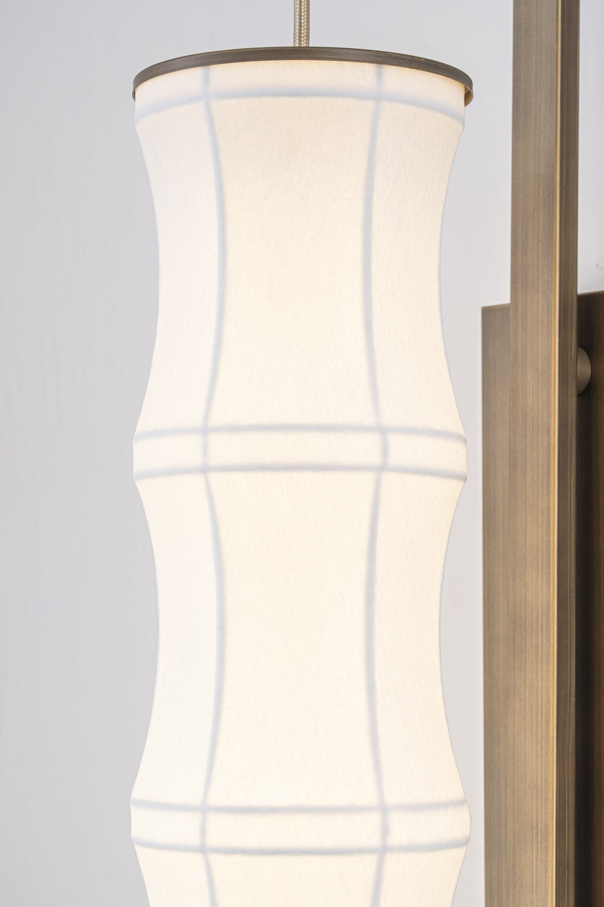 Modern Song-Inspired Mulberry Silk Wall Sconce in Antique Brass - 10 10-detail-backplate