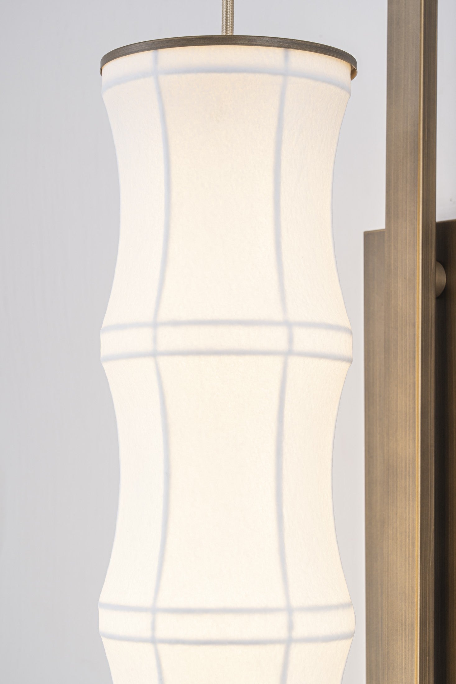 Modern Song-Inspired Mulberry Silk Wall Sconce in Antique Brass - 10 10-detail-backplate