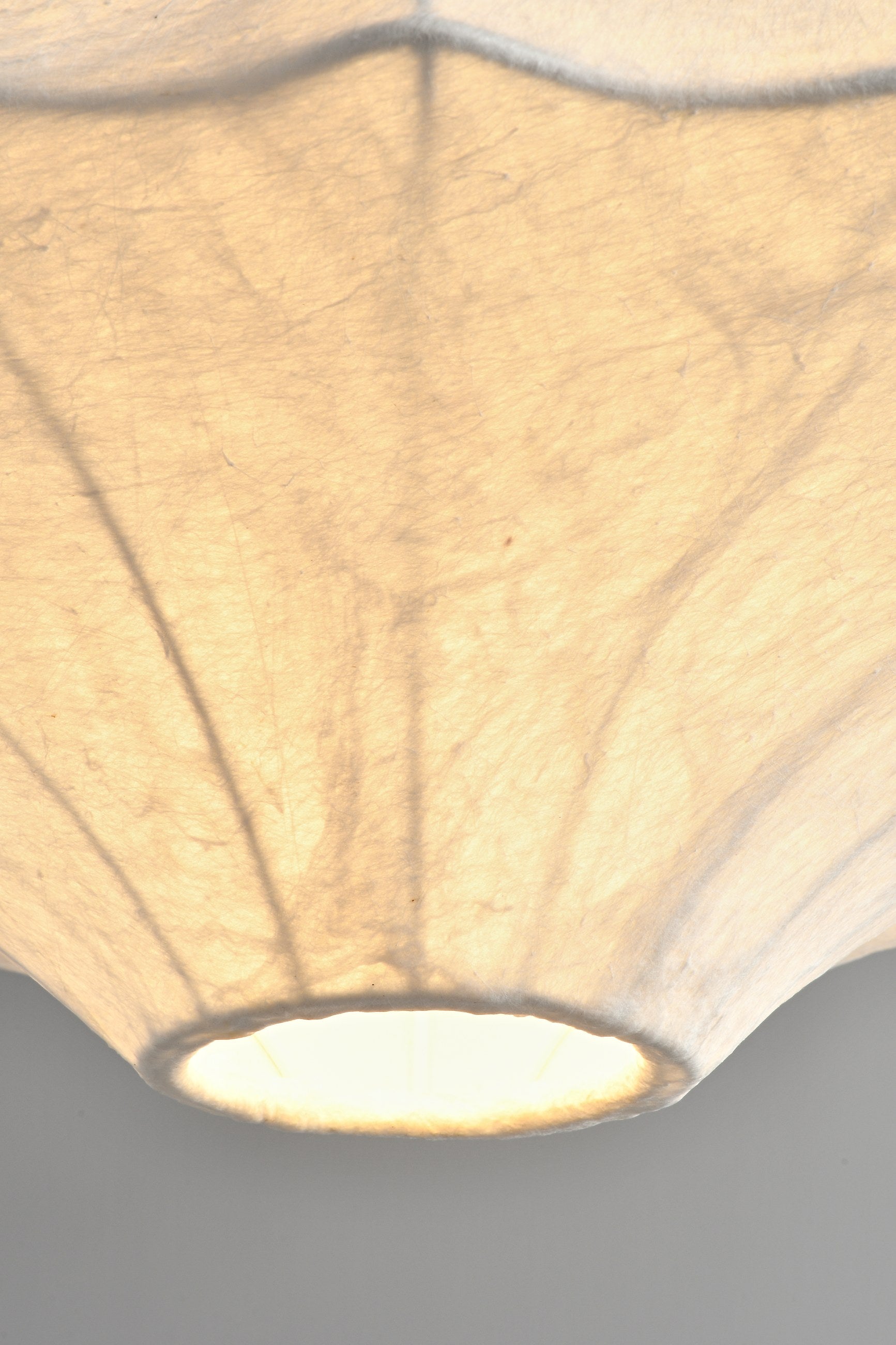 Handmade Mulberry Silk Lotus Pendant Light in White - 10 10-detail-lotus-shade-bottom-opening