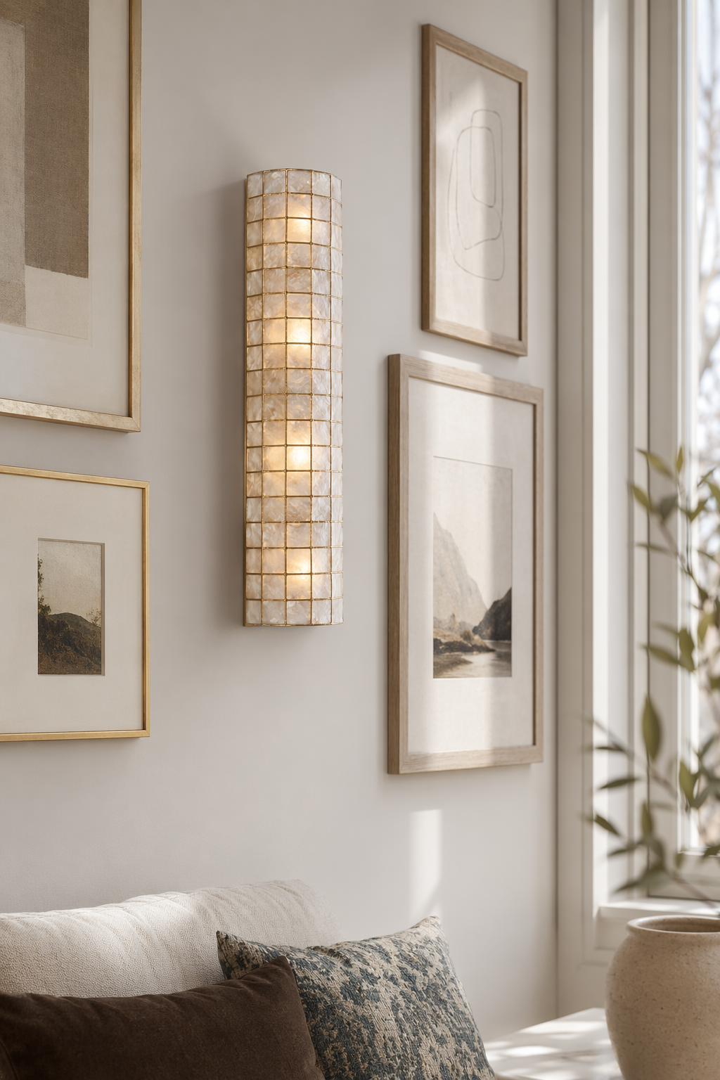 Modern Capiz Shell Mosaic Wall Sconce - 10 10-gallery-wall