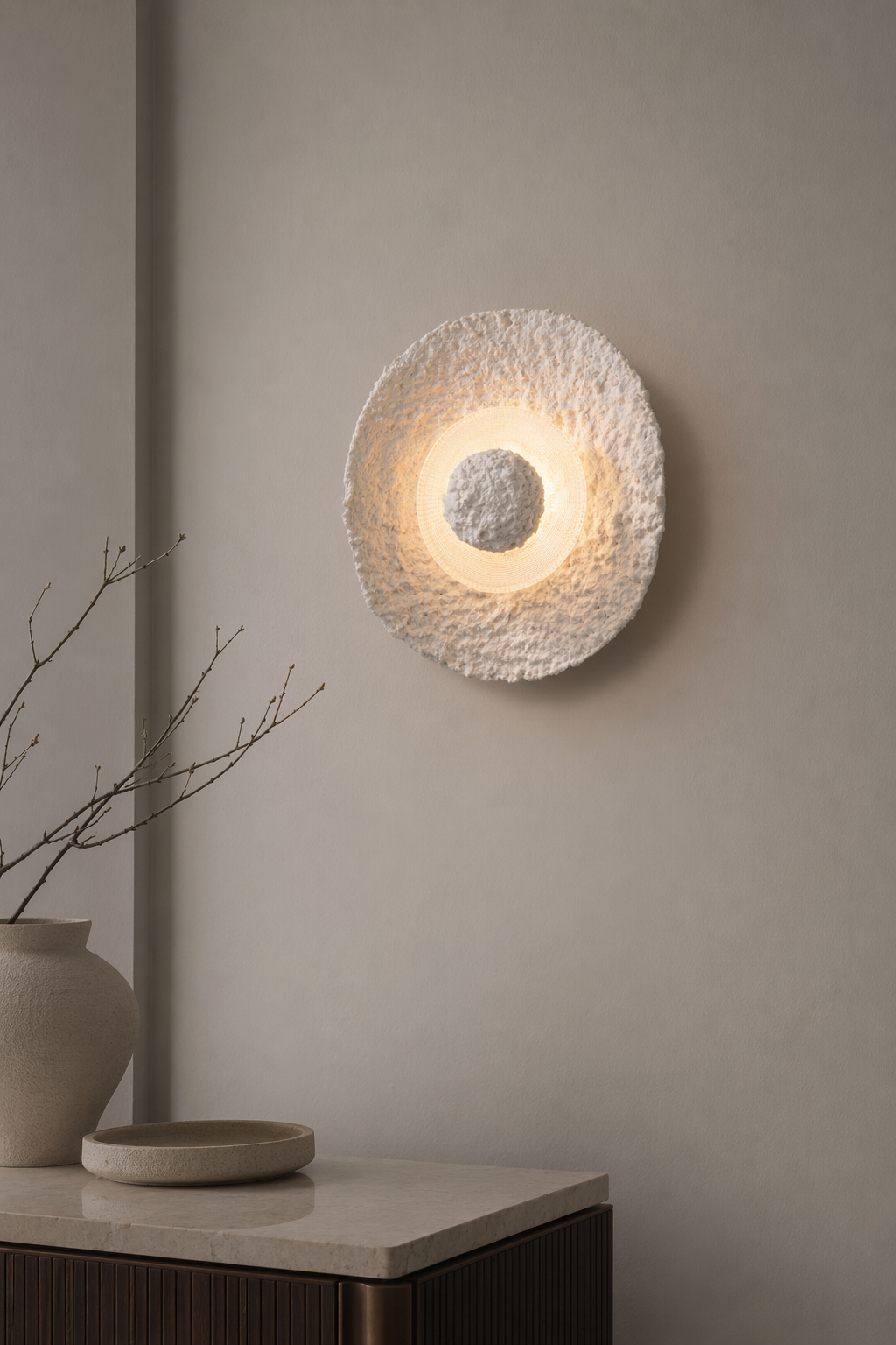 Textured Alabaster Disc Wall Sconce - generated main 10 10-gallery-wall