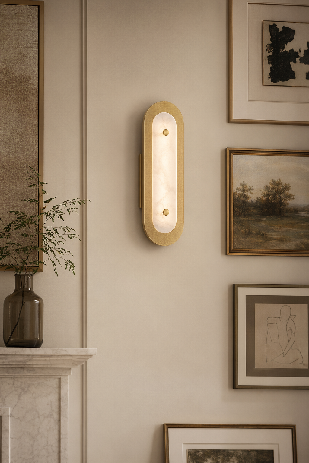 Modern Brass Marble Oval LED Wall Sconce - 10 10-gallery-wall