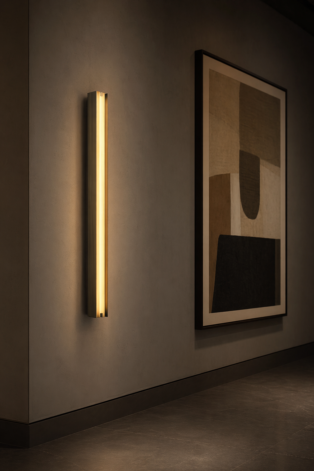 Modern Alabaster Linear Wall Sconce in Antique Brass - product image 09