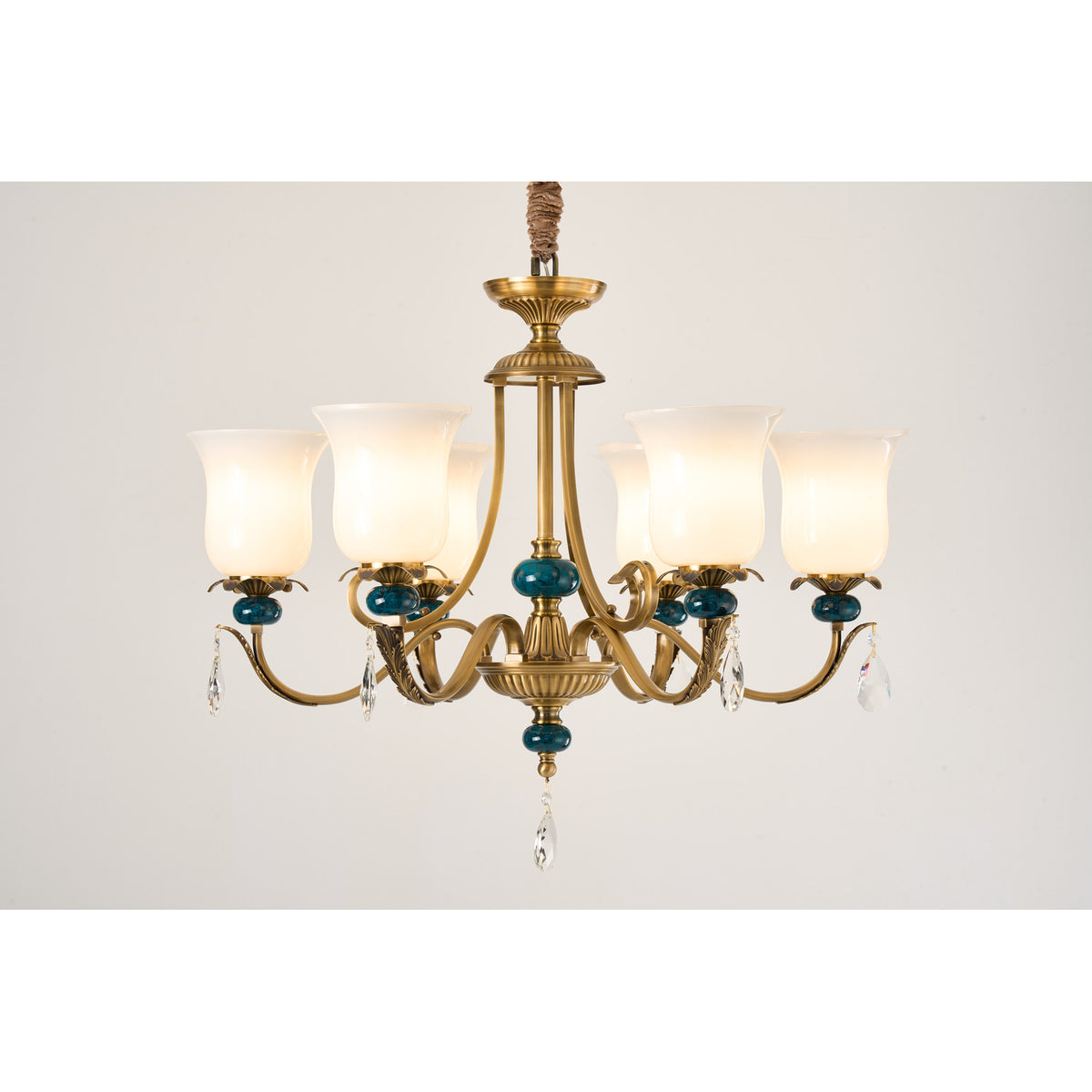 Real product photograph of the Marcelline eight-light chandelier