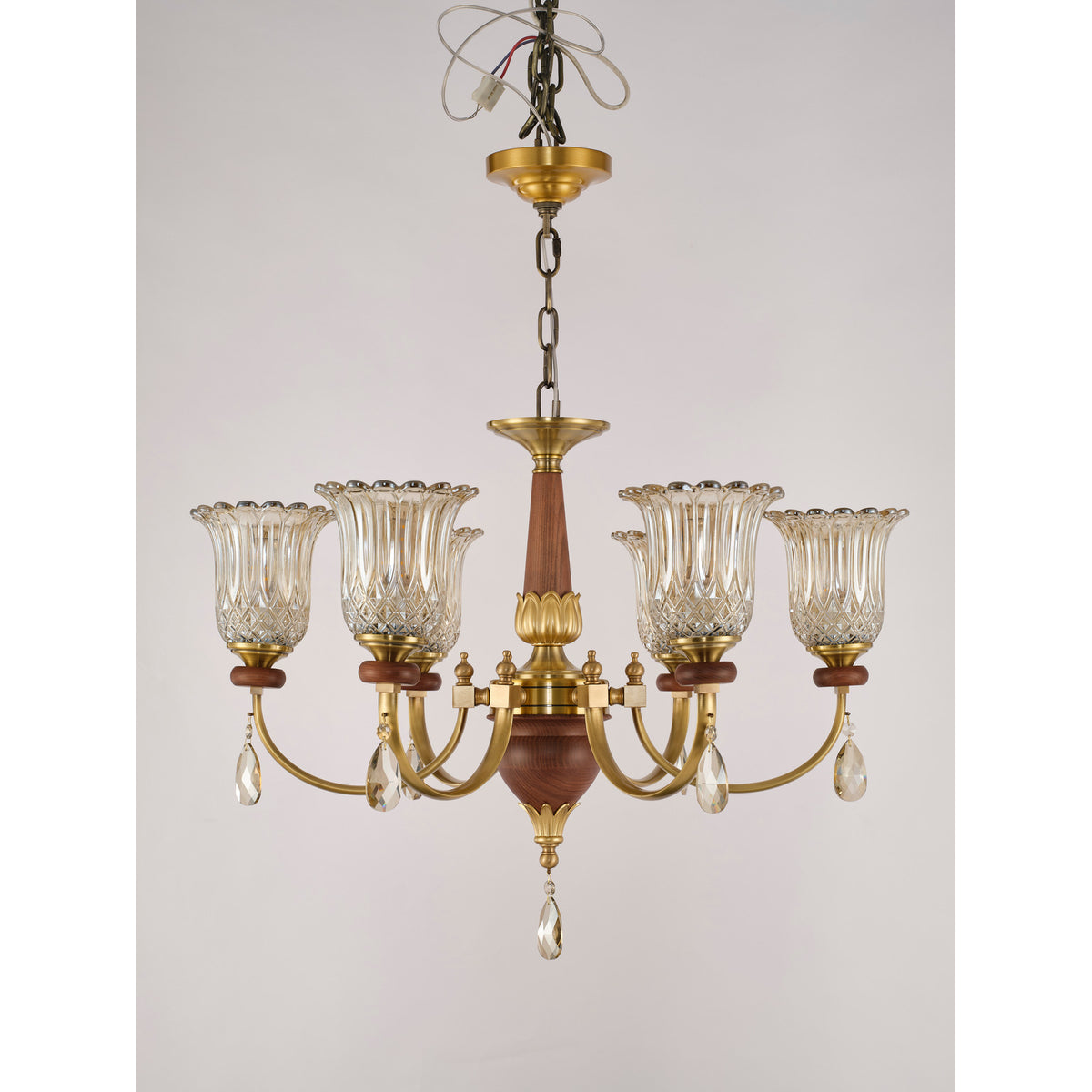 Supplier real product photograph of the six-light single-tier chandelier