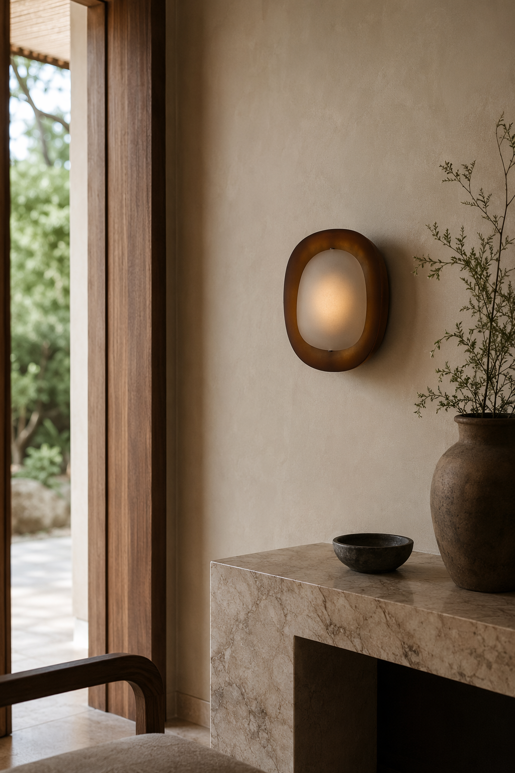 Dark Rounded Frame Wall Sconce mirror side lighting