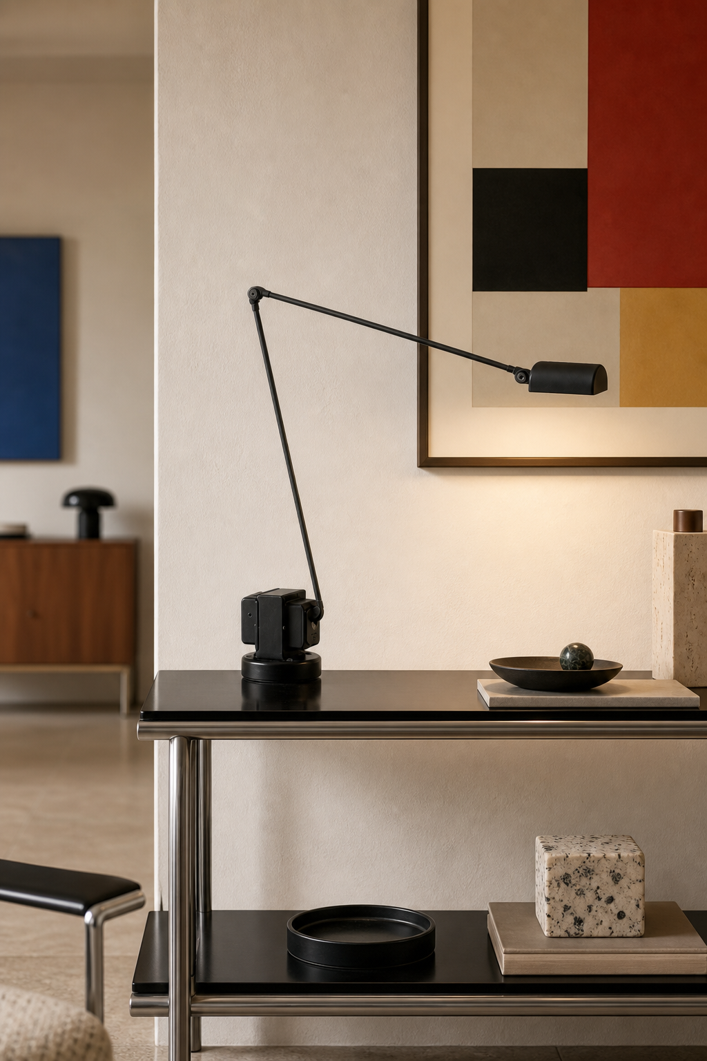 Daphine Adjustable LED Table Lamp black finish modern console