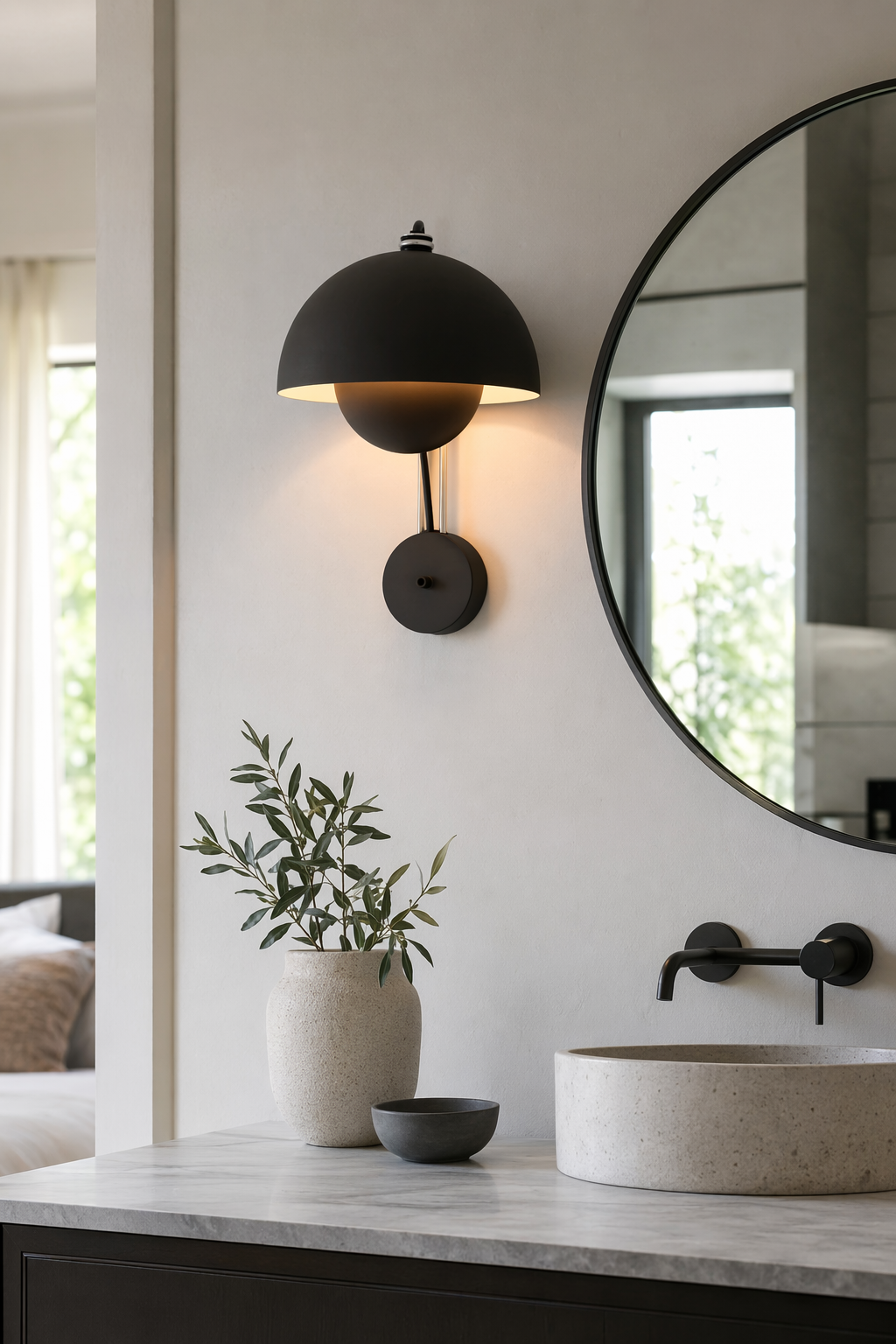 Modern Glossy Dome Wall Sconce - 10 10-modern-vanity-black