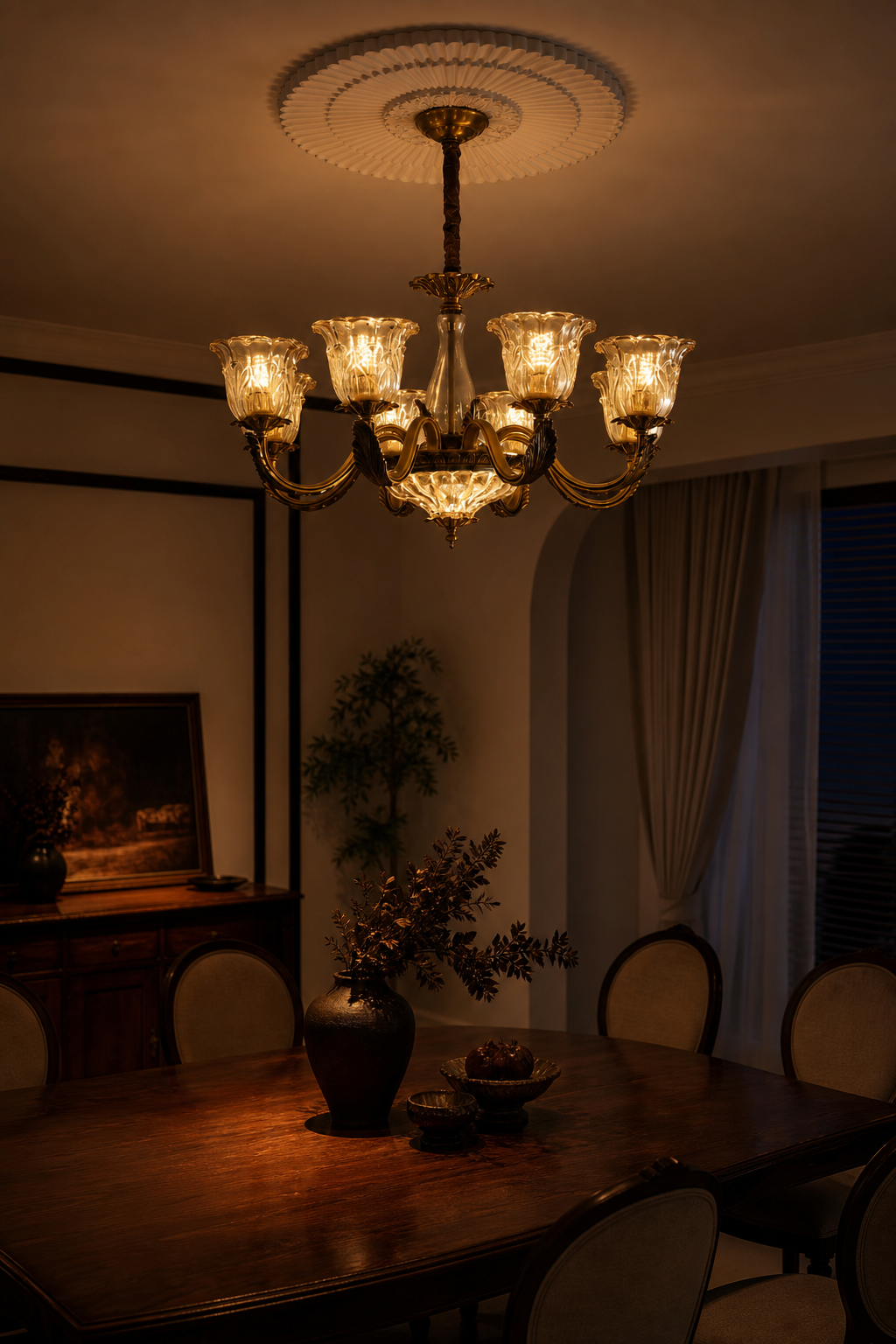 Baroque Floral Glass Chandelier - 10 10-moody-evening-dining