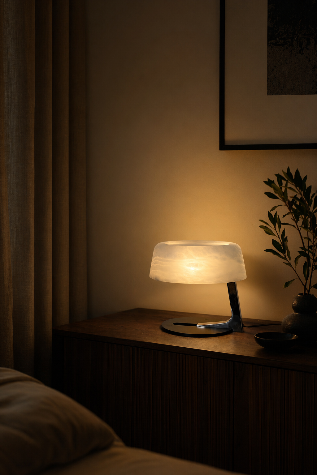 Modern Alabaster Table Lamp in Black and Chrome - product image 07