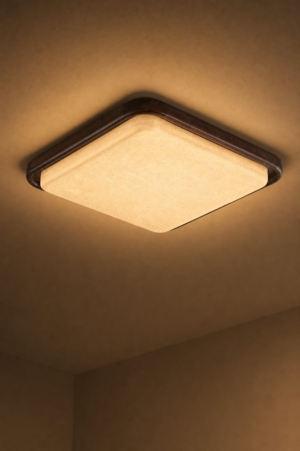 Modern Mulberry Silk Geometric Ceiling Light in Walnut and White - product image 12
