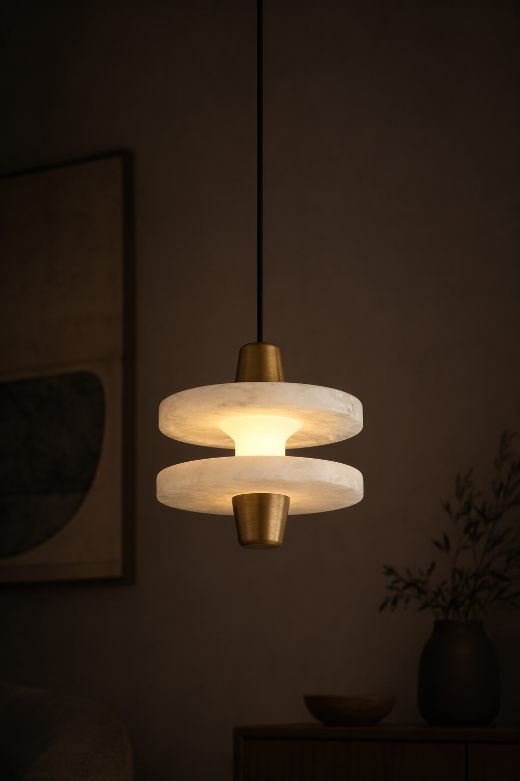 Modern Alabaster Disc Pendant Light - product image 07