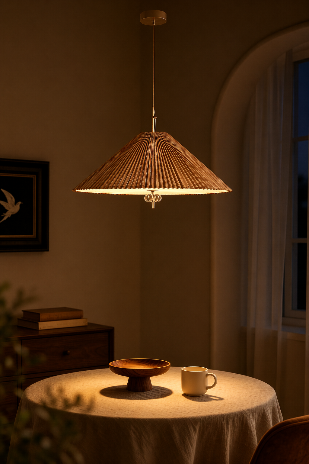 Modern Woven Cone Pendant Light - generated workflow 10 10-night-mood