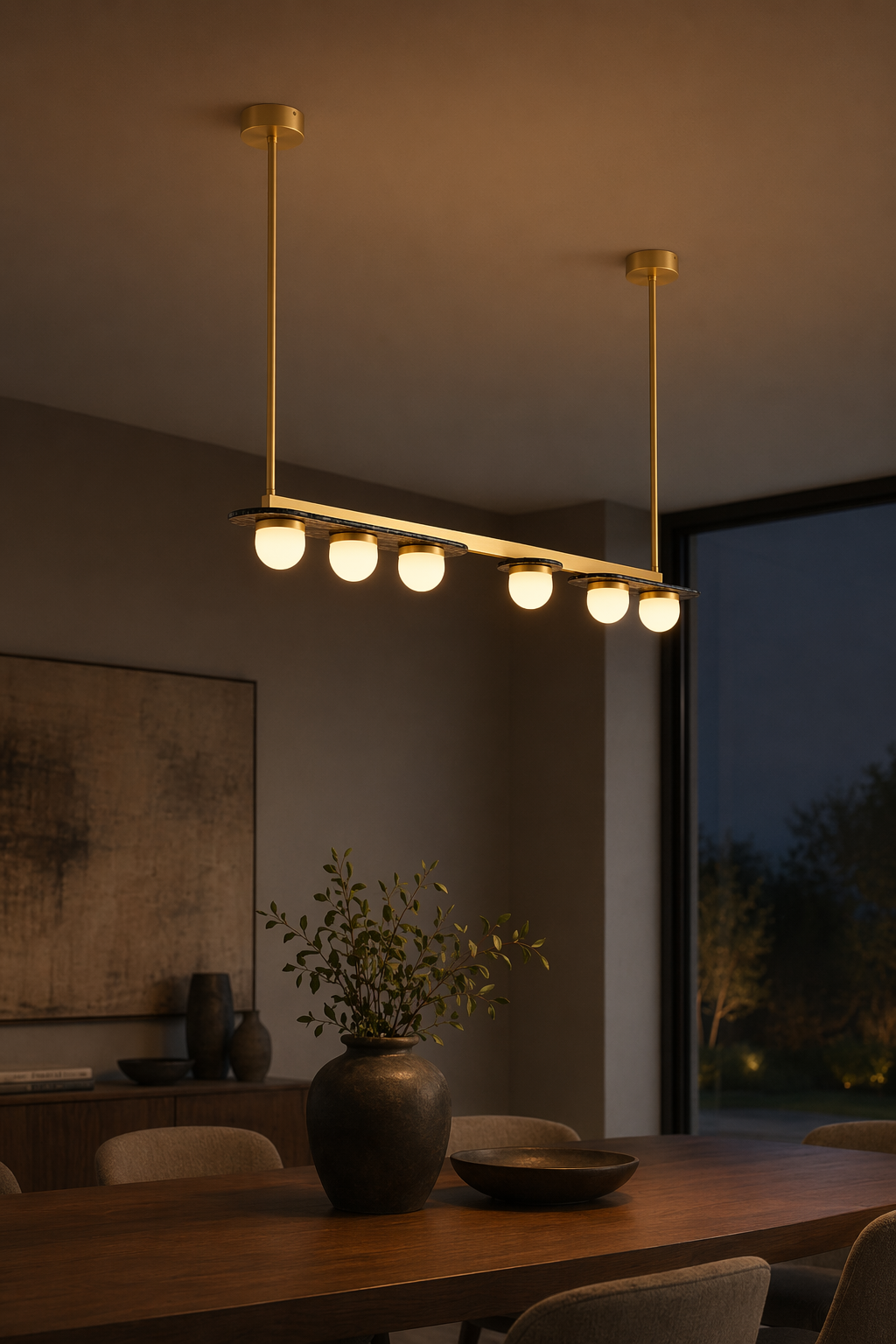 Modern Linear Glass Globe Chandelier - generated main 10 10-night-mood