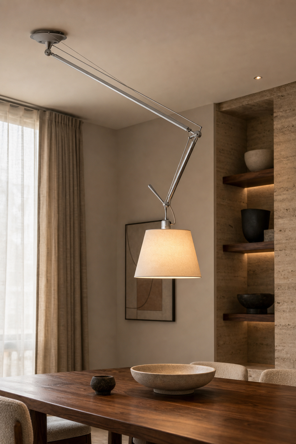 Bauhaus Adjustable Swing Arm Pendant Light night mood