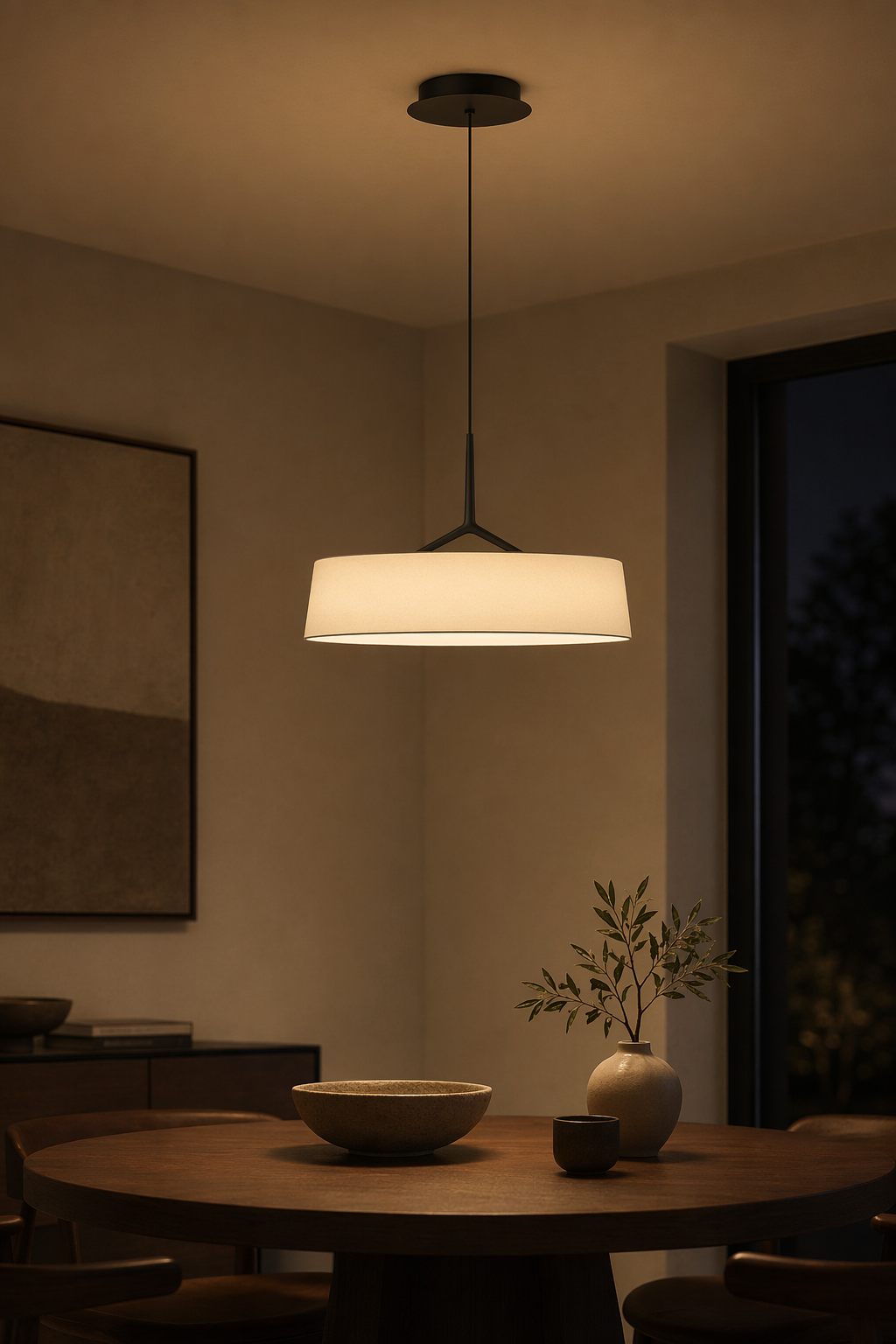 Modern Fabric Drum LED Pendant Light - 10 10-night-mood