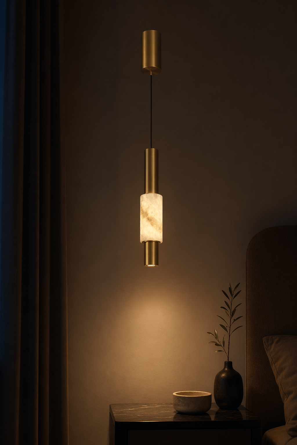 Modern Crystal Cylinder Pendant Light - generated main 10 10-night-mood