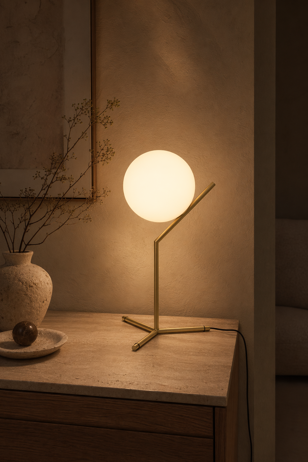 Modern C-Shaped Copper Globe Table Lamp - 10 10-night-mood.png