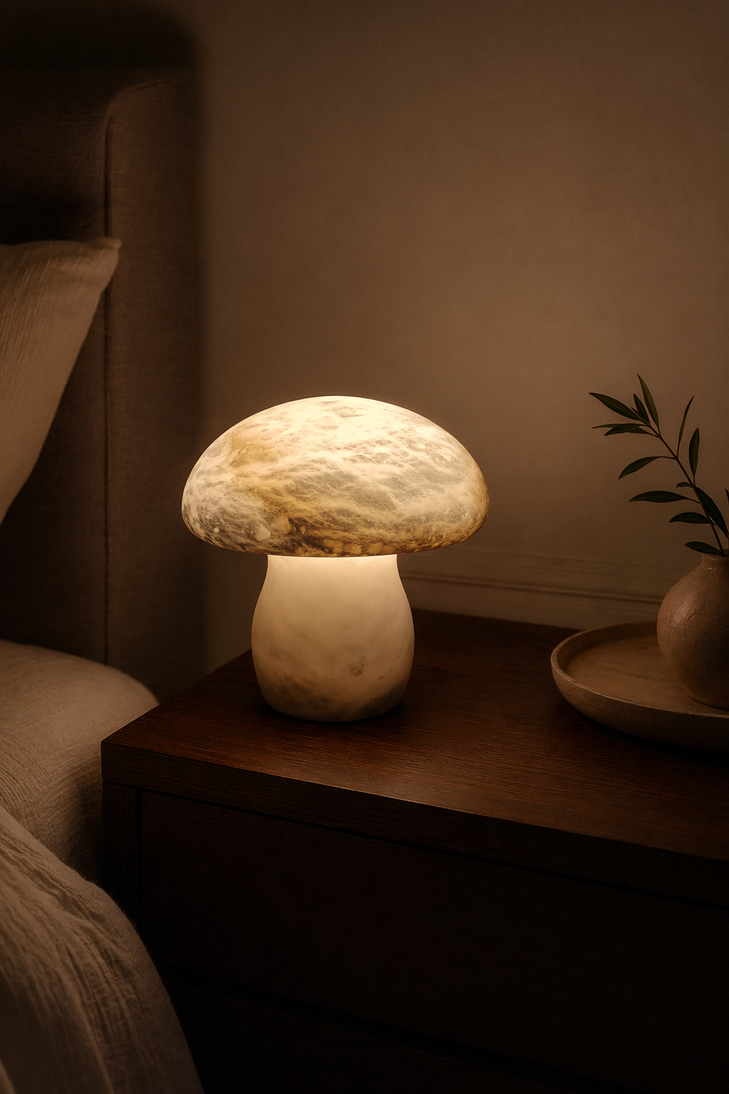 Modern Alabaster Mushroom Table Lamp - generated main 10 10-night-mood
