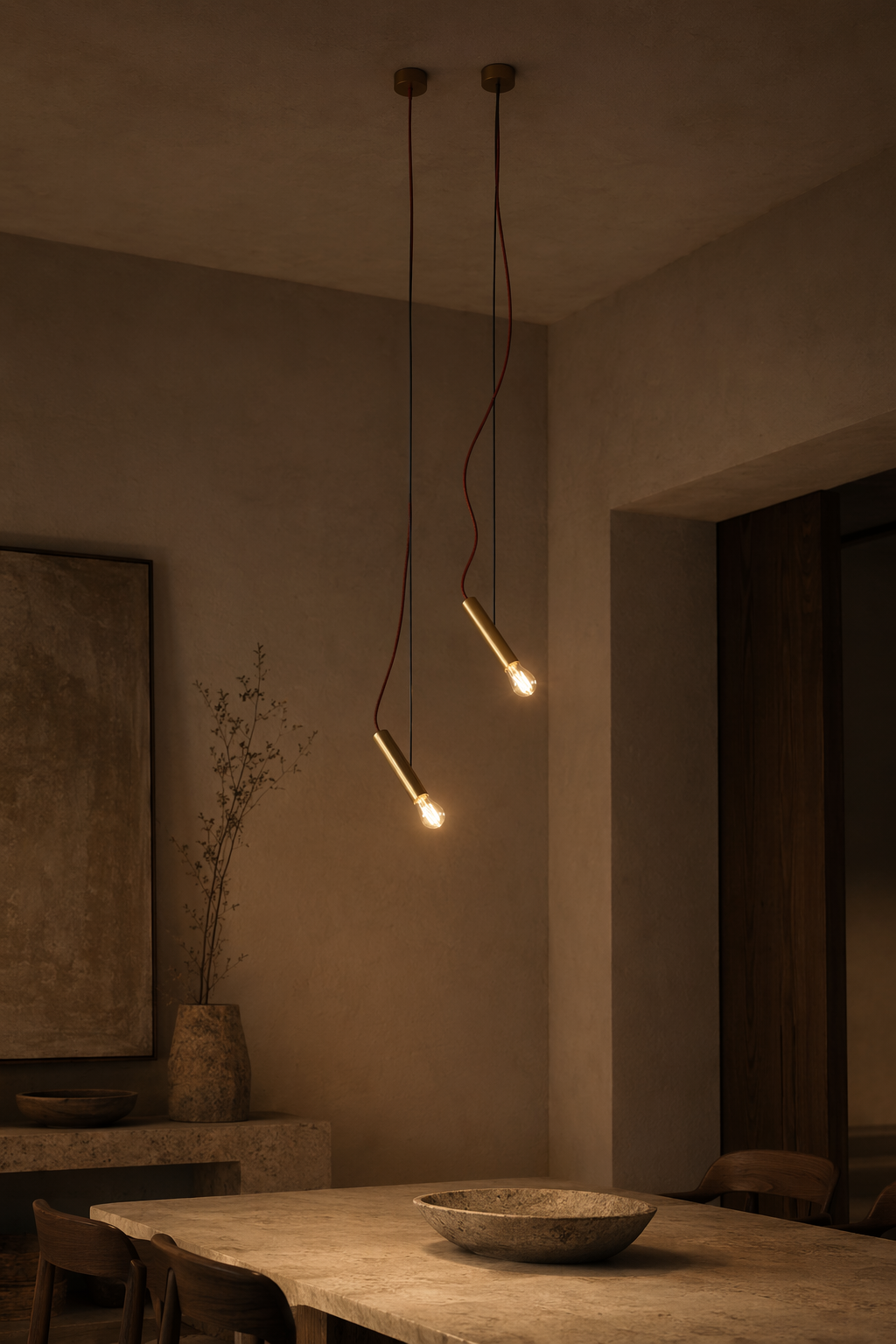 Modern Copper Tube LED Pendant Light - 10 10-night-mood.png