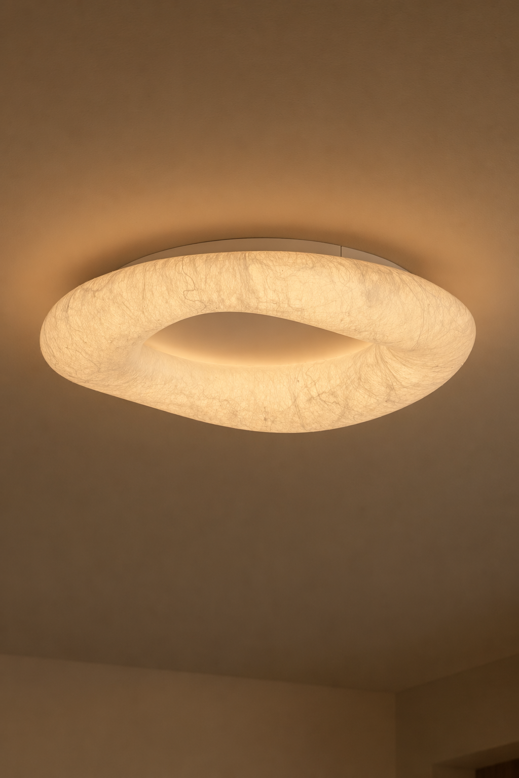 Modern Mulberry Silk Ring Ceiling Light in White - product image 07