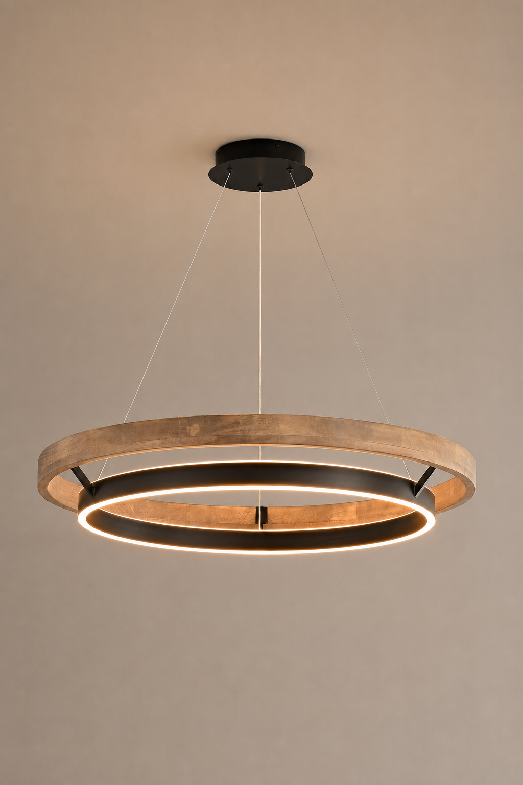 Modern Wood Ring LED Pendant Chandelier - generated main 10 10-product-angle-detail