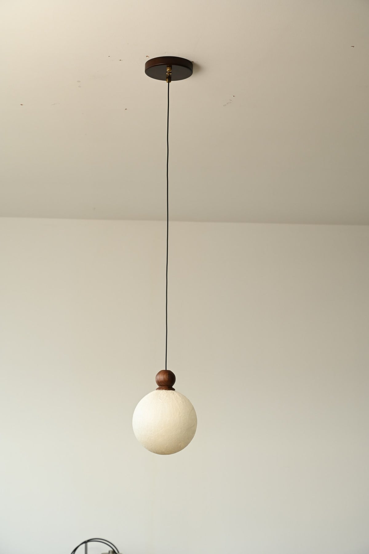 Modern Mulberry Silk Globe Pendant Light in Dark Walnut - 10 10-product-off-detail