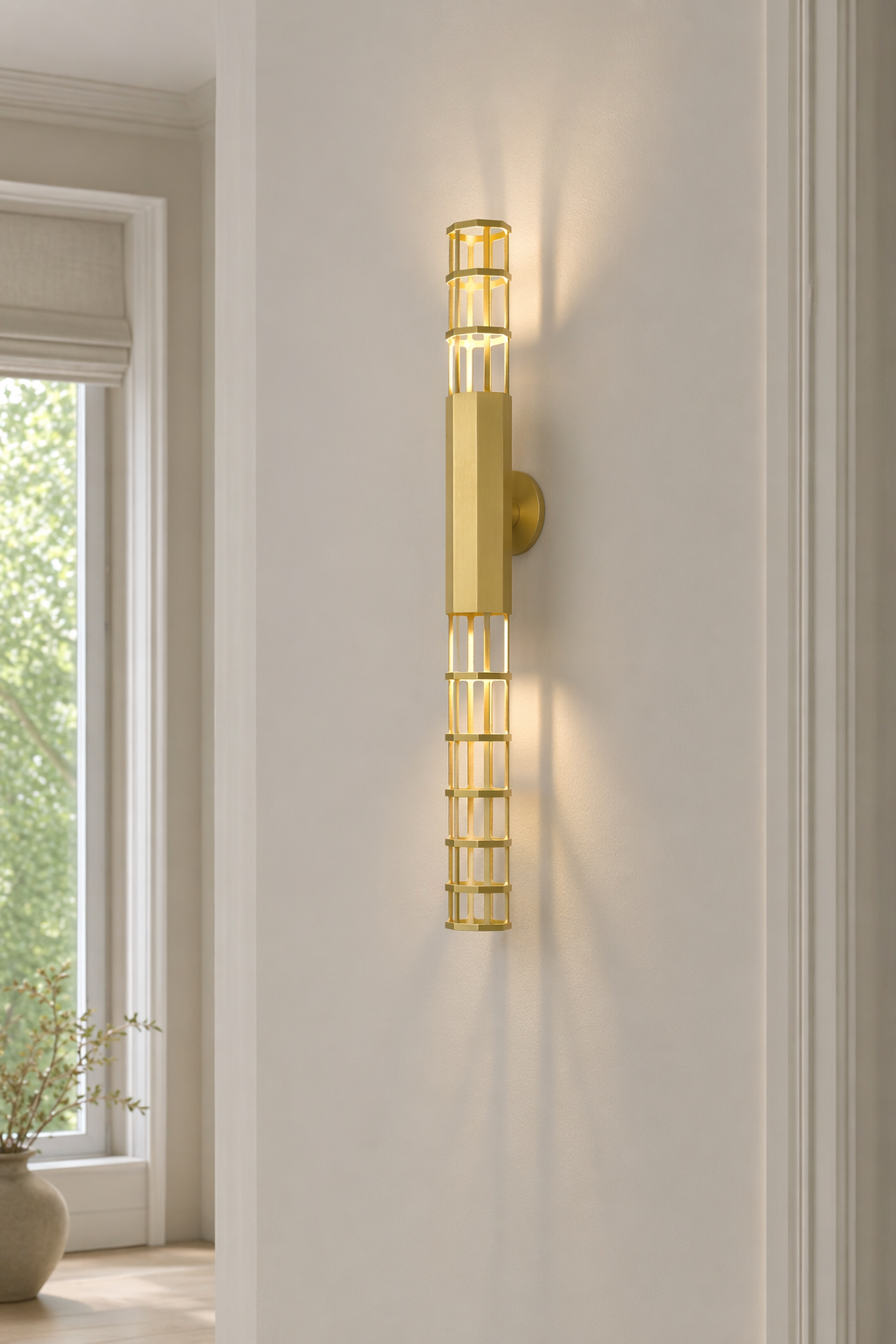 Modern Natural Brass Linear LED Wall Sconce - generated main 10 10-product-profile
