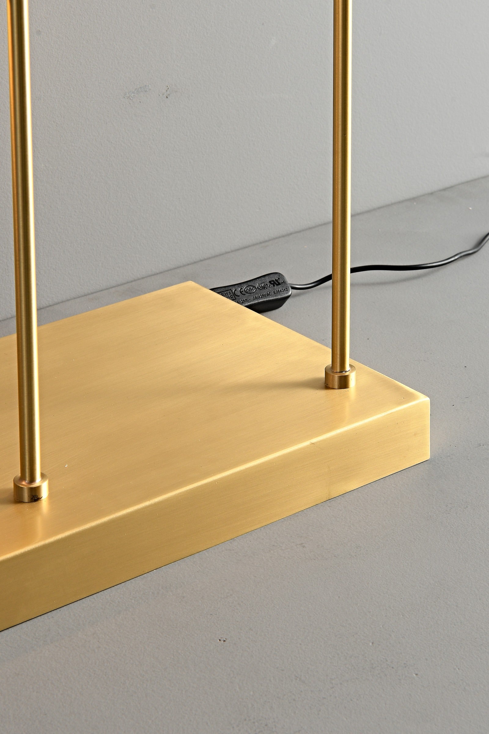 Modern Smoked Glass Brass Table and Floor Lamp - 21 10-real-brass-base-detail