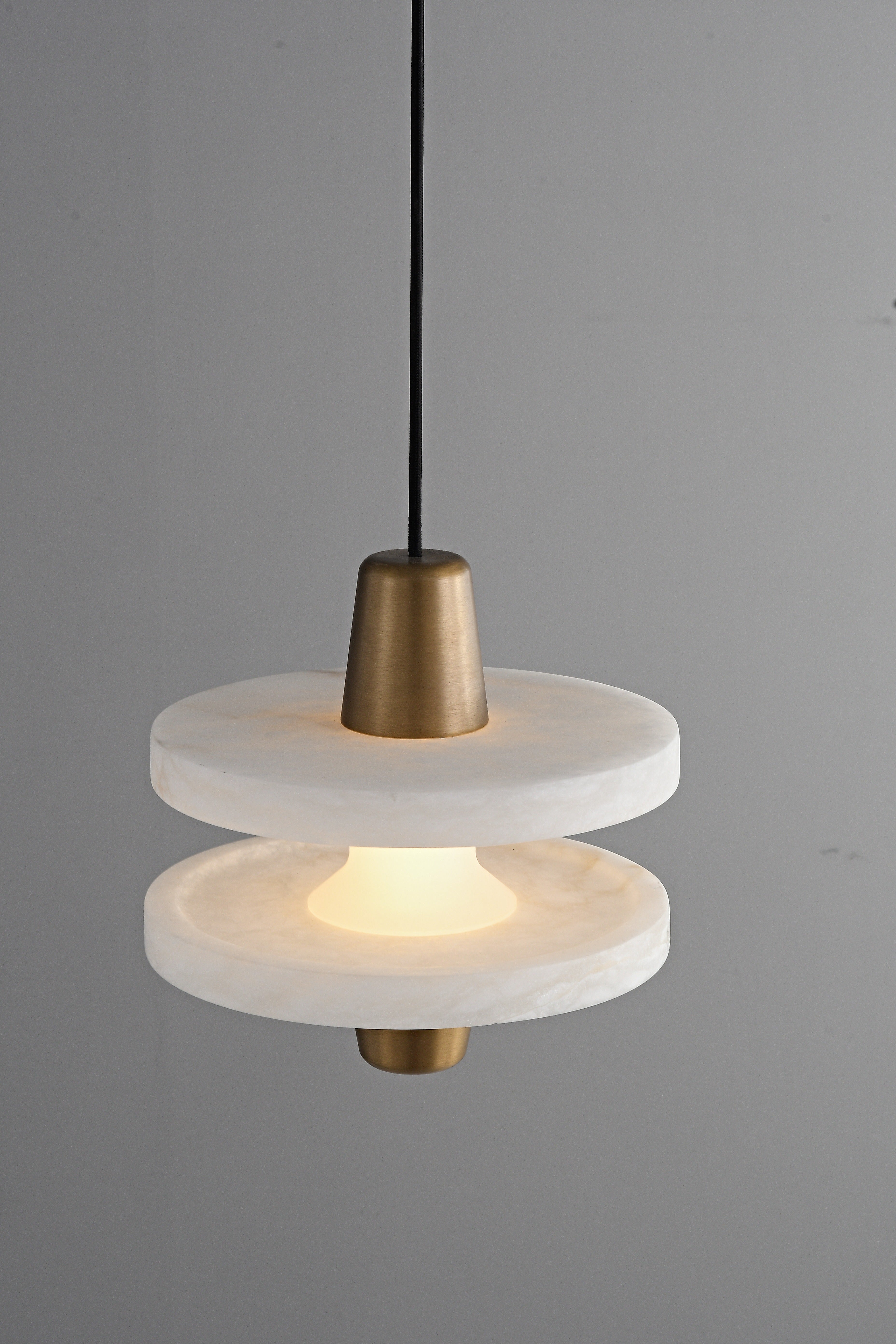 Modern Spanish Alabaster Disc Pendant Light - 10 10-real-front-off