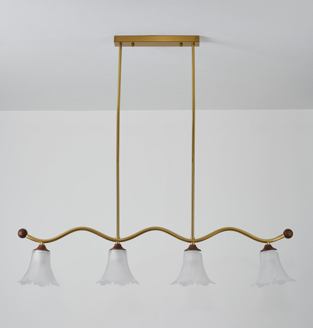 Elorayne Ruffled Glass Linear Chandelier supplier real complete product photograph 1 for AL-GINX-5916-4L