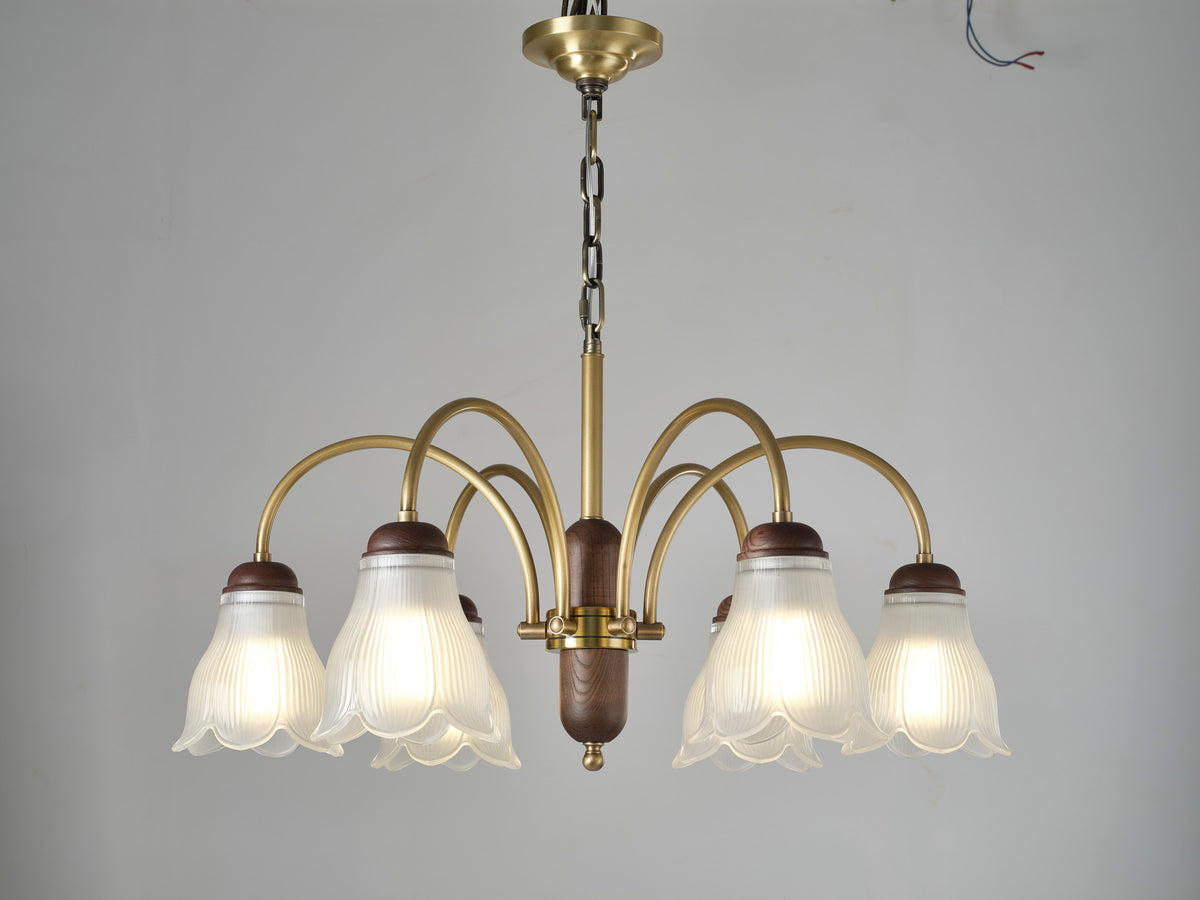 Cloveraine Fluted Petal Glass Chandelier supplier real complete product photograph 1 for AL-GINX-5917-5